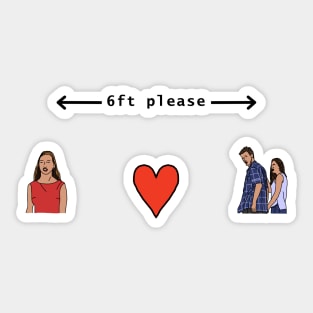 Distracted Boyfriend Meme Social Distancing 6 Feet Sticker